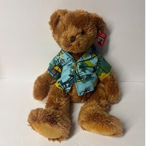 Vintage Russ Berrie Ritz Camera Centers Brown Teddy Bear Plush Hawaiian Shirt